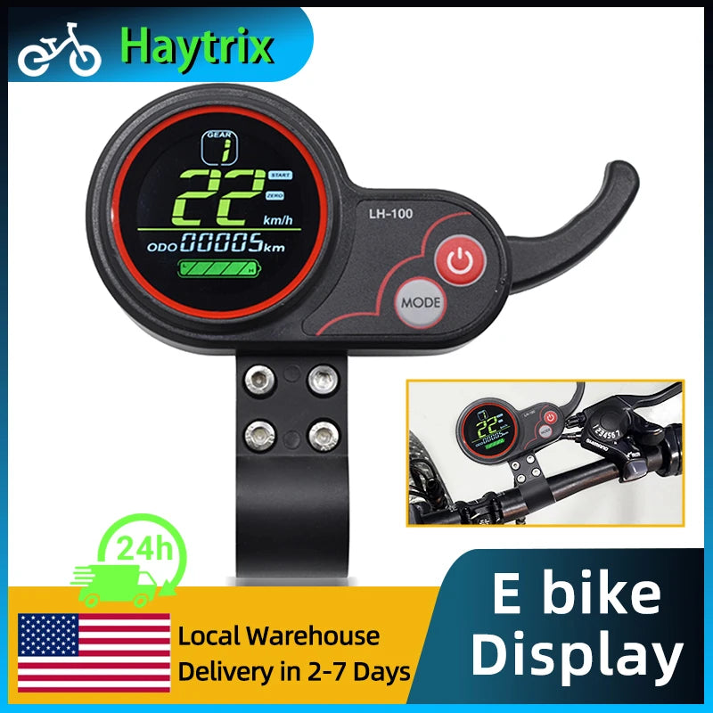 [Haytrix-US] EBike LCD Display Bicycle Speedometer Cycling Computer Fatbike Display for Bikes Accessories Bike Conversion Kit