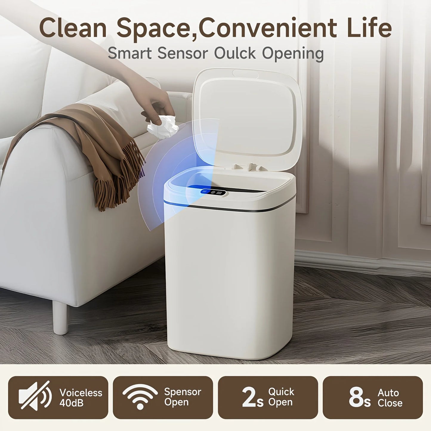 Advanced Intelligent Sensor Trash Can With Automatic Lid