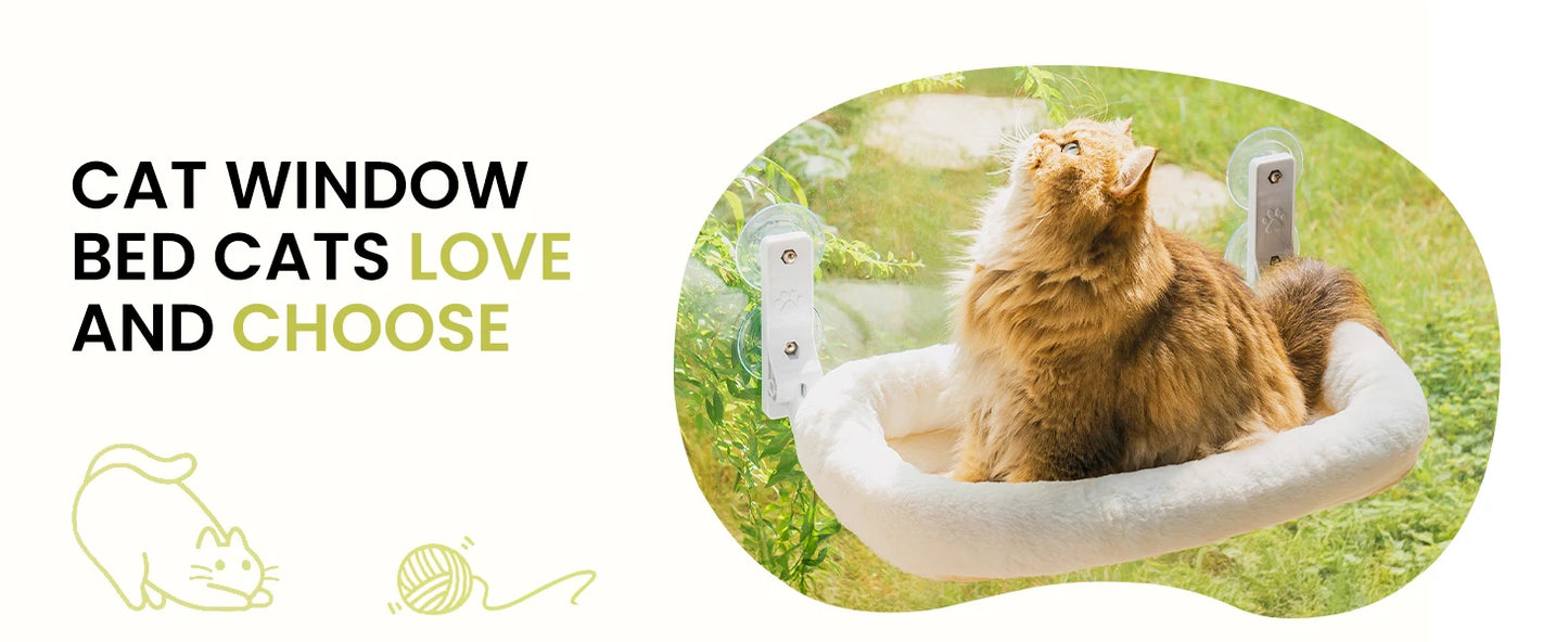 Mewoofun Foldable Cat Window Perch With Suction Cups Removable Cover