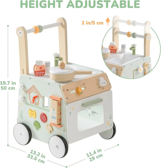 Robud Adjustable Height Wooden Baby Walker Push Toy Montessori