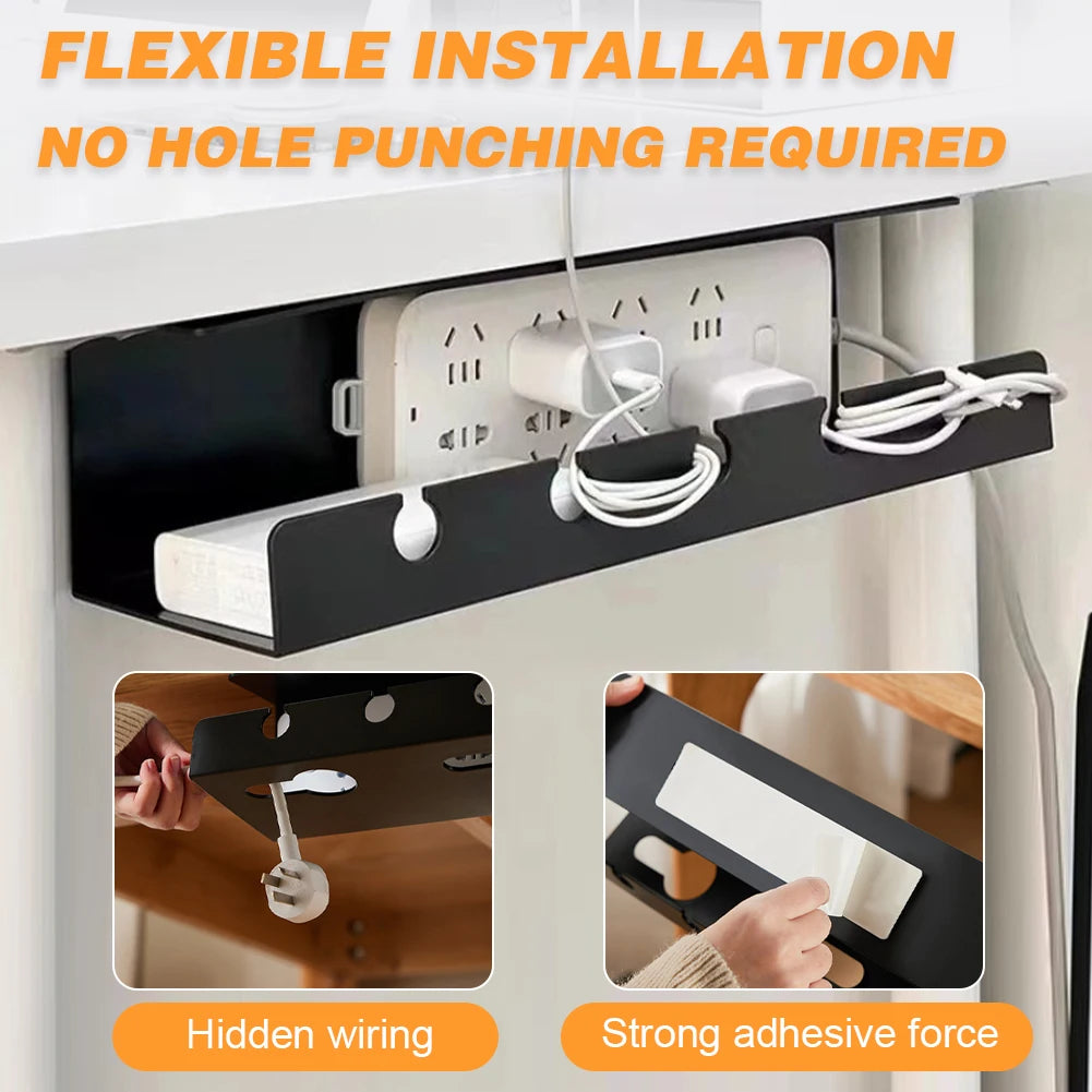 Under Desk Cable Management Tray Kit Self-Adhesive 2 Pack