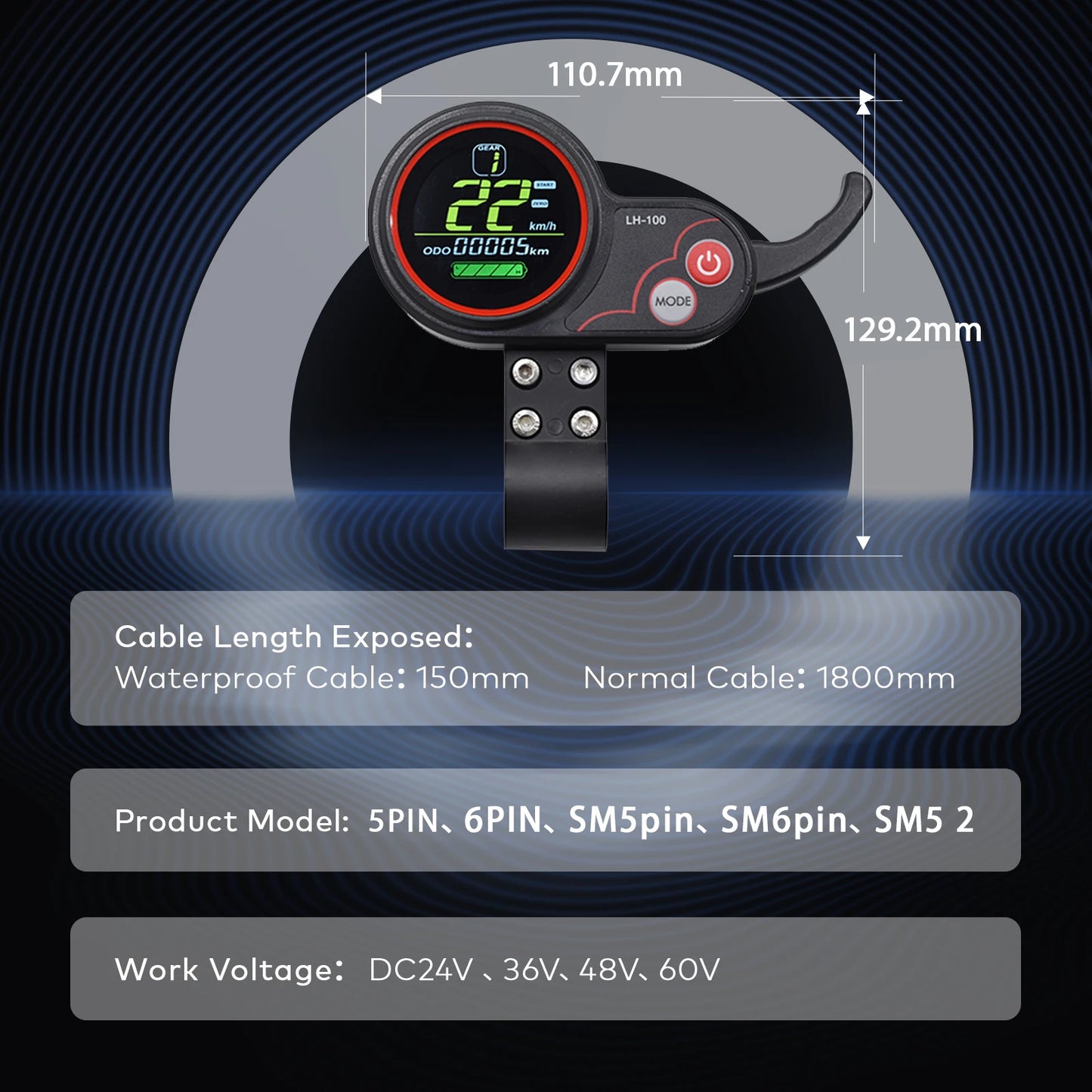 [Haytrix-US] EBike LCD Display Bicycle Speedometer Cycling Computer Fatbike Display for Bikes Accessories Bike Conversion Kit