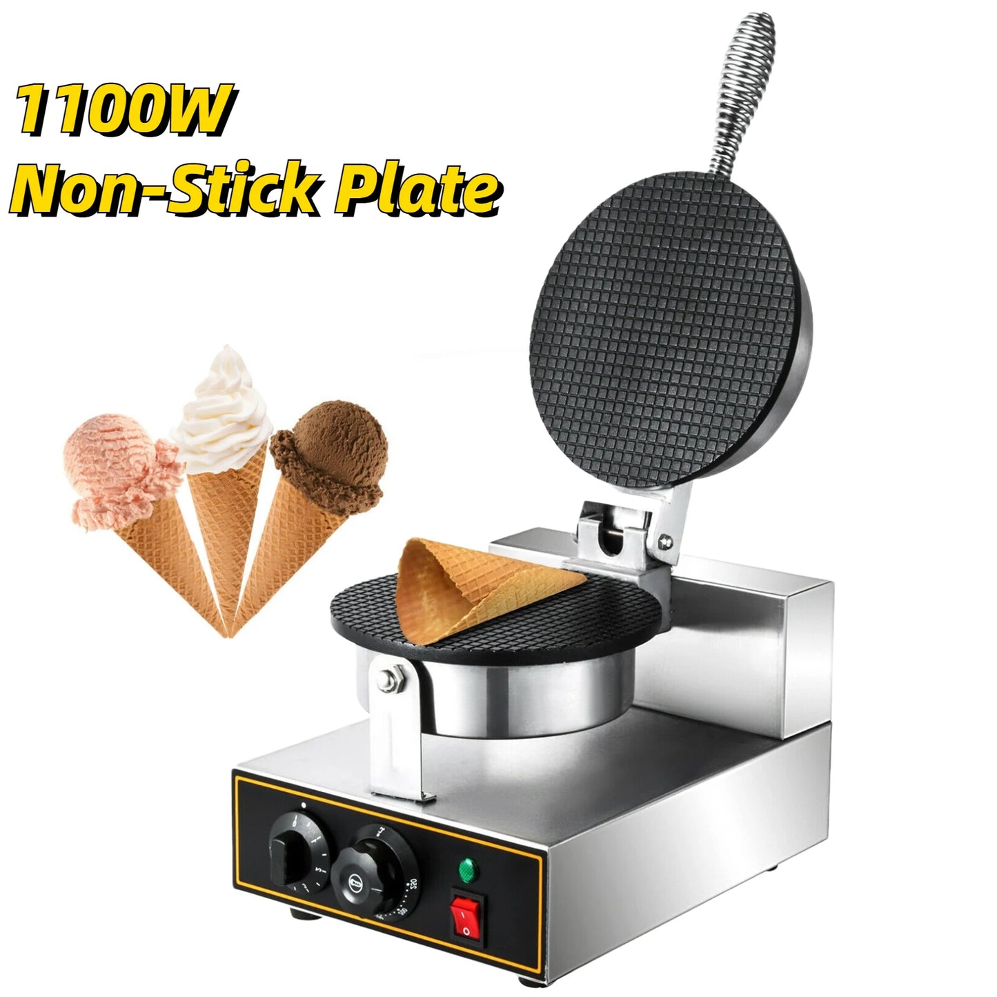 VEVOR Commercial Electric Ice Cream Waffle Cone Maker Nonstick Egg Roll Waffle Cones Bowls Maker waffle iron cone machine