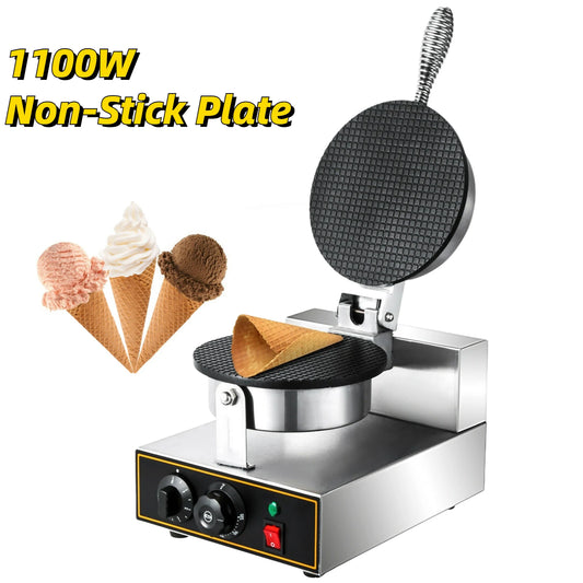 VEVOR Commercial Electric Ice Cream Waffle Cone Maker Nonstick Egg Roll Waffle Cones Bowls Maker waffle iron cone machine