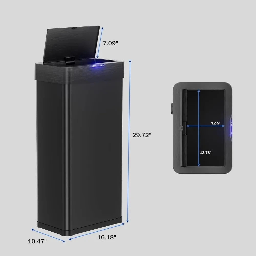 Touchless Motion Sensor Trash Can Brushed Stainless Steel Bag Holder