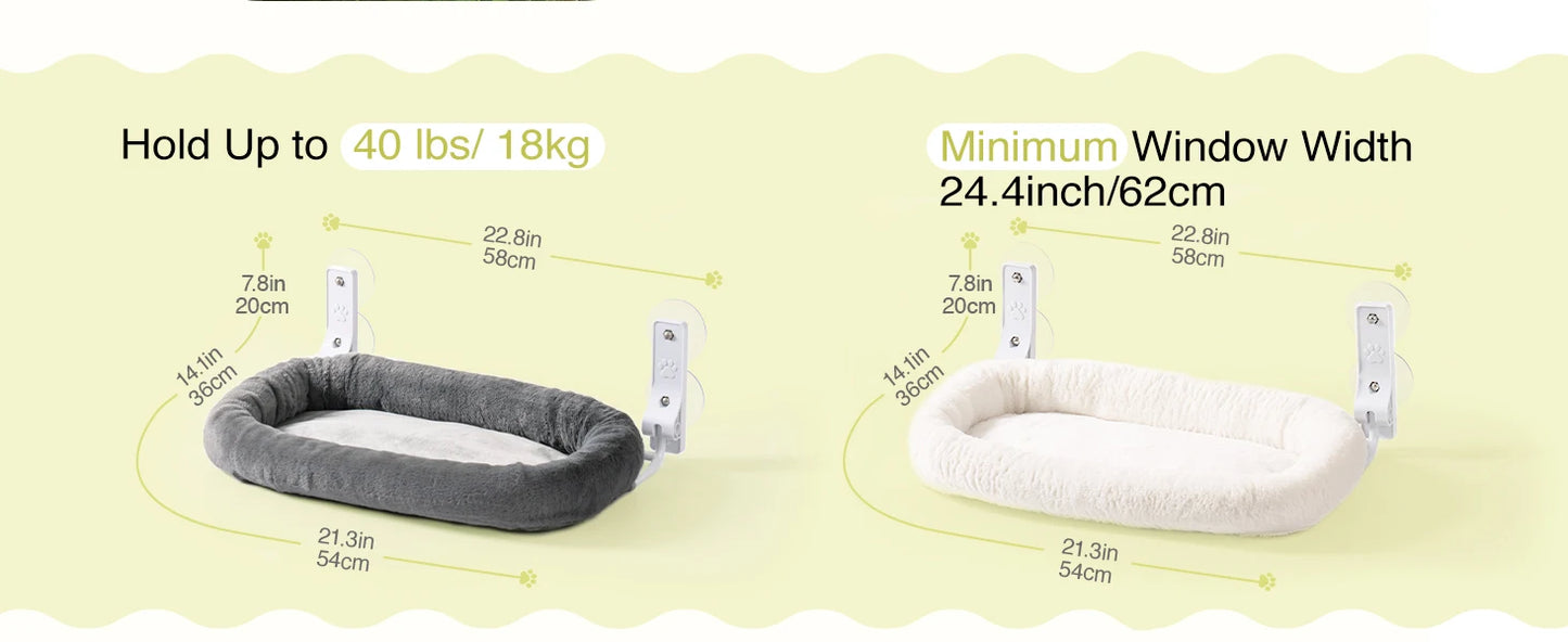 Mewoofun Foldable Cat Window Perch With Suction Cups Removable Cover