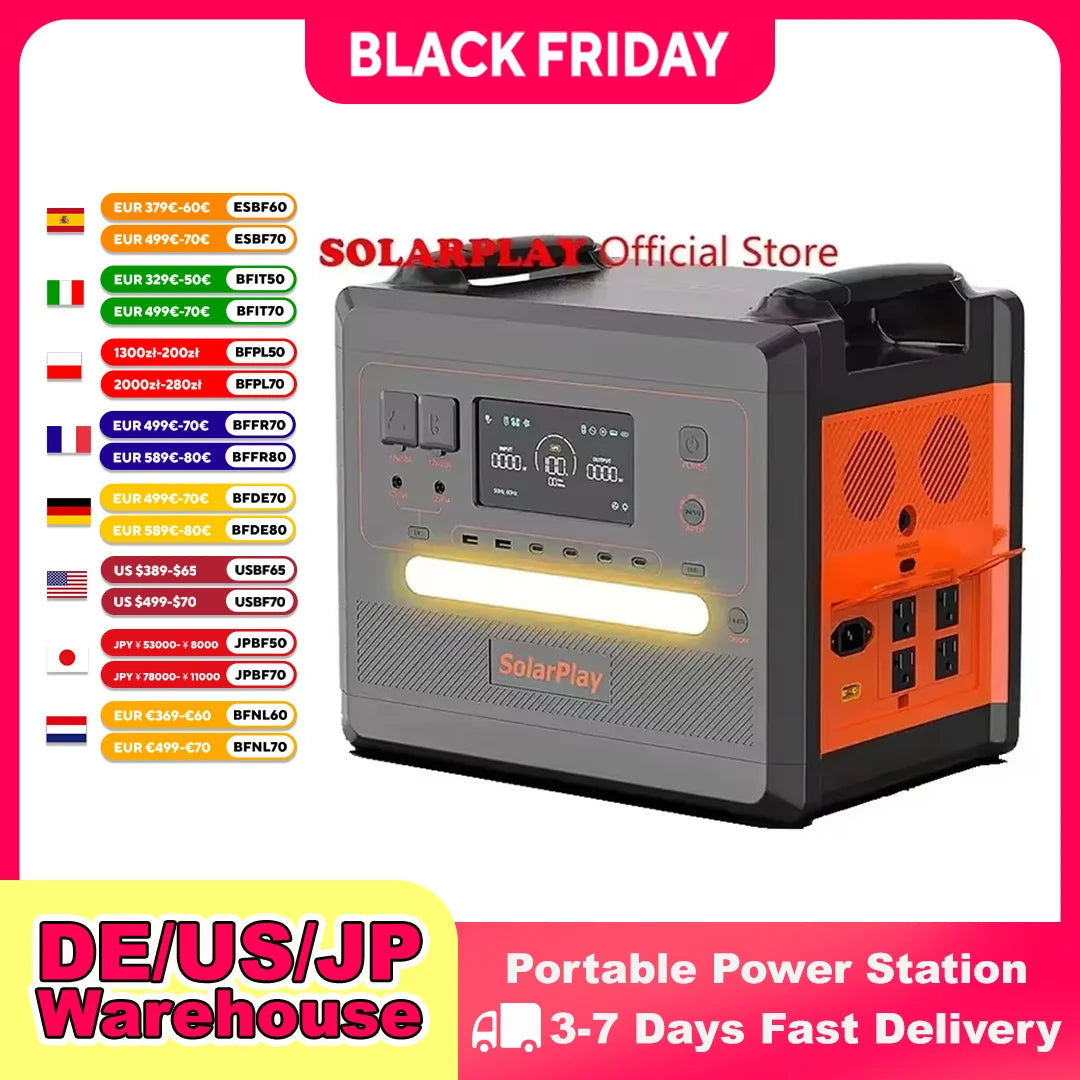 SOLARPLAY Portable Power Station 2500W 2300Wh Solar Generator
