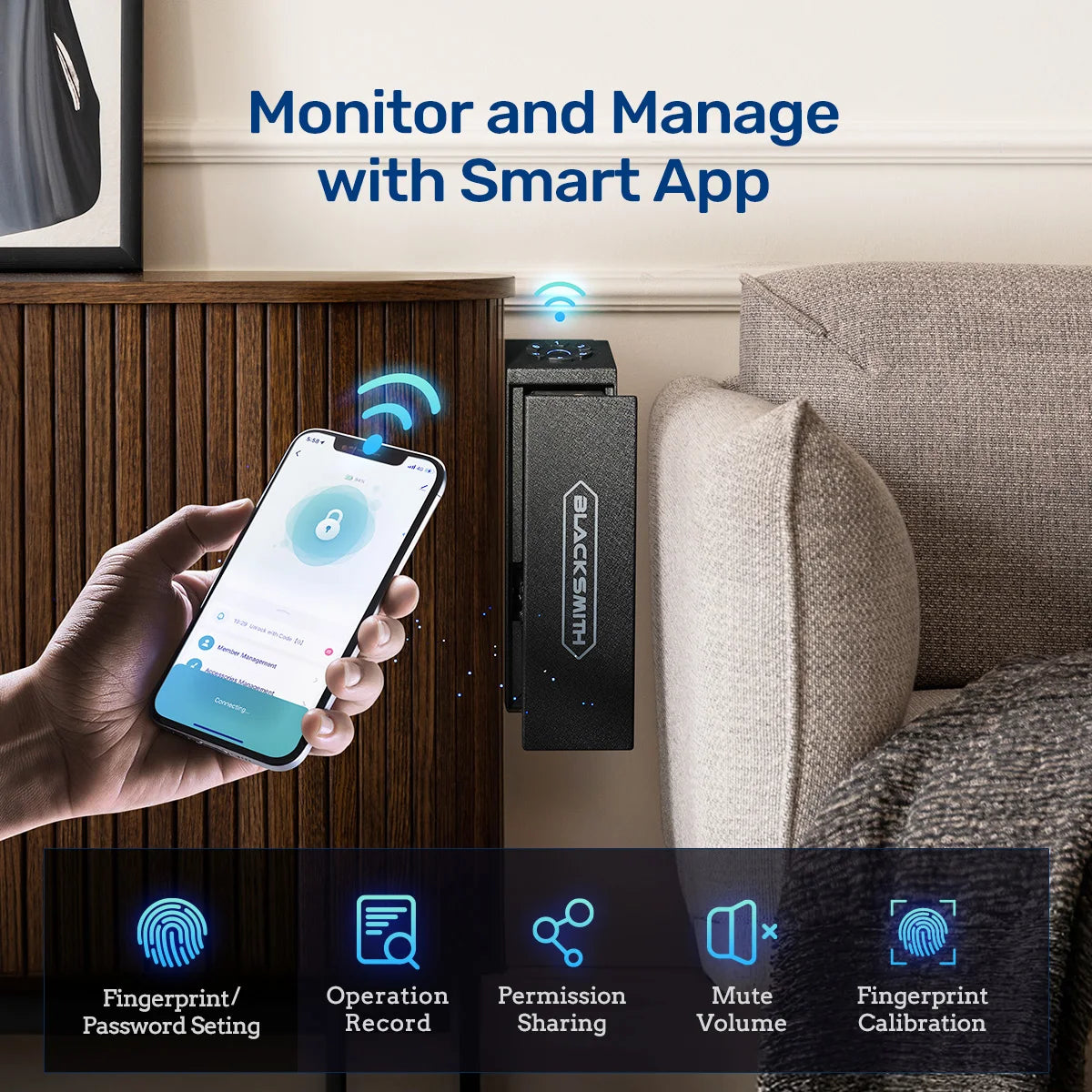 Biometric 3in1 Wall Mounted Pistol Safe With Key Code