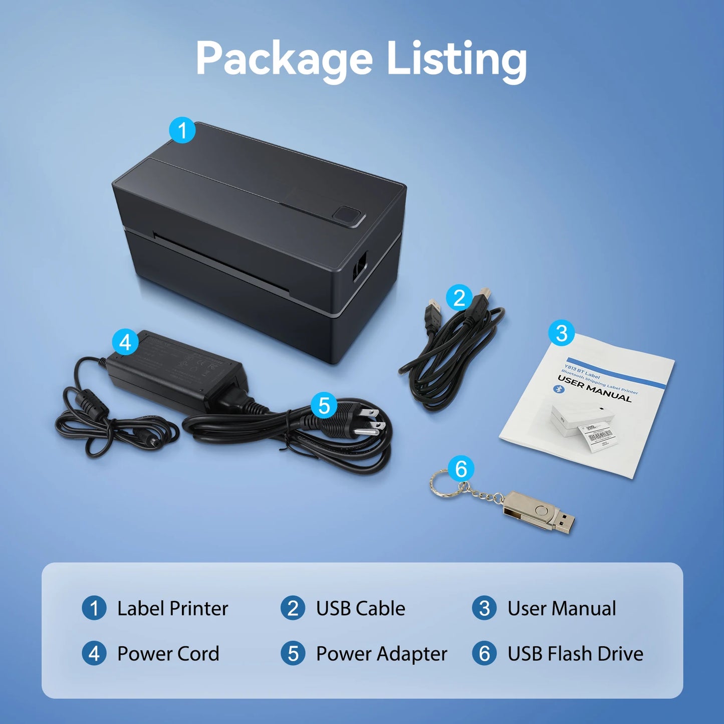 TakeYou Thermal Label Printer Portable No Ink 203DPI USB Bluetooth