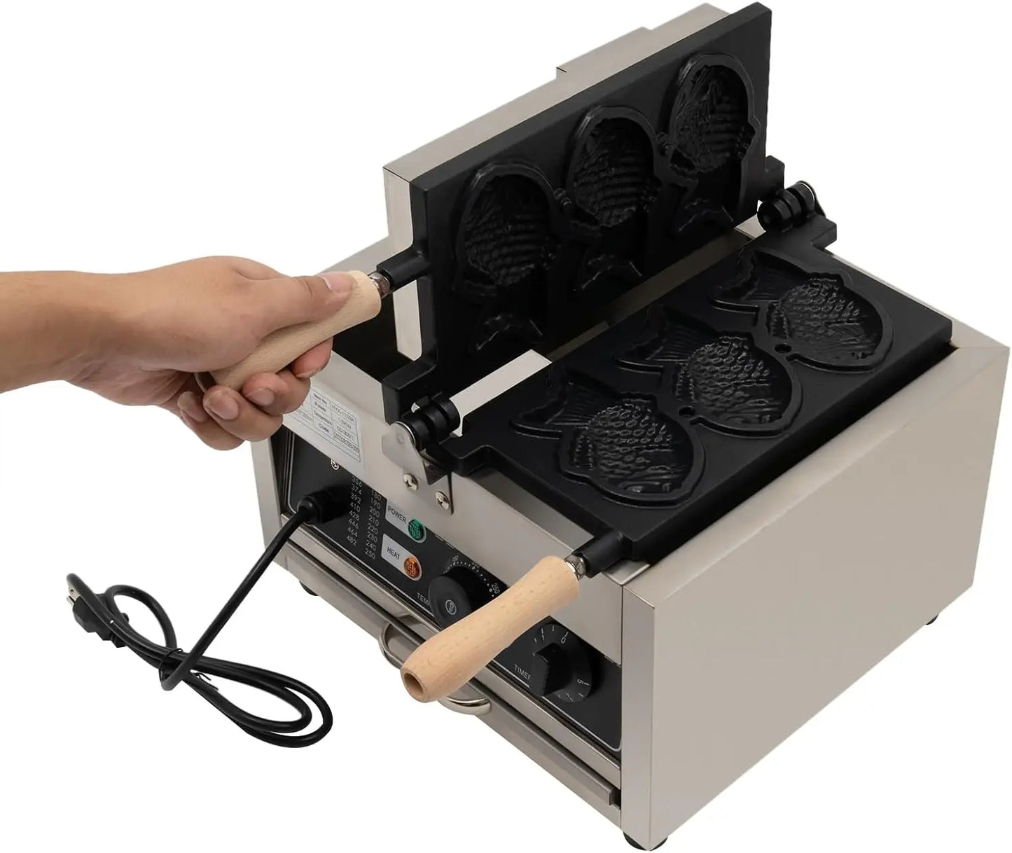 Bymaocar Taiyaki Fish Waffle Maker 1500W Electric 3 Molds