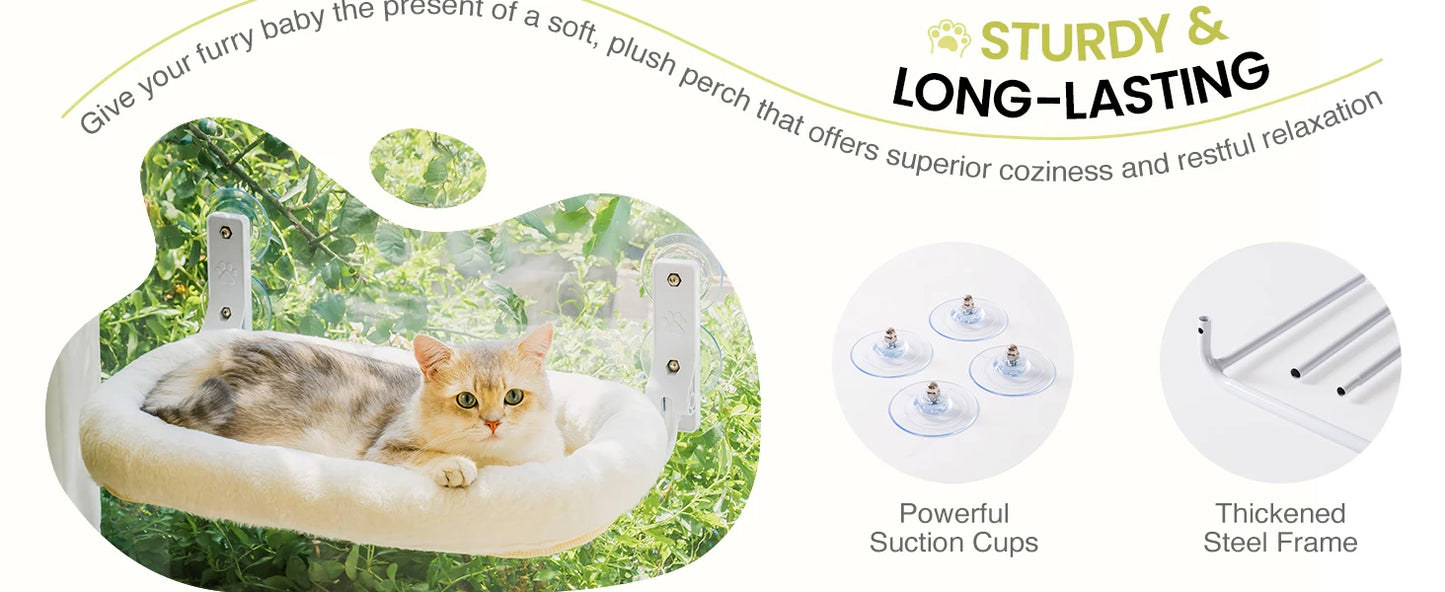 Mewoofun Foldable Cat Window Perch With Suction Cups Removable Cover