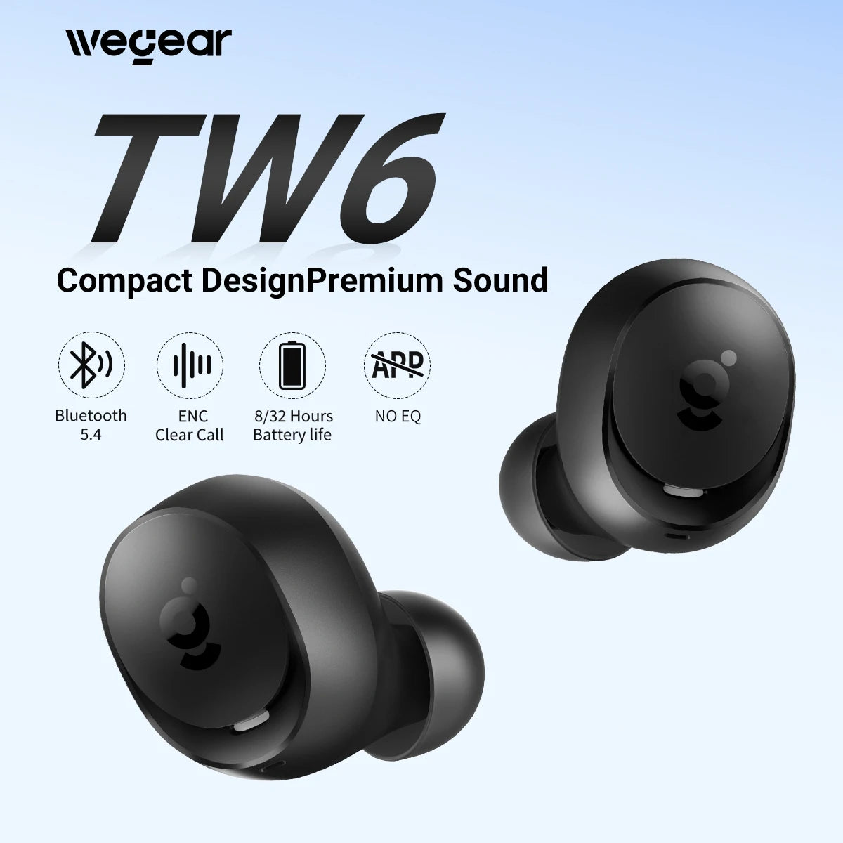 WEGEAR Wireless Earbuds In Ear Bluetooth 5.4 40H Playtime