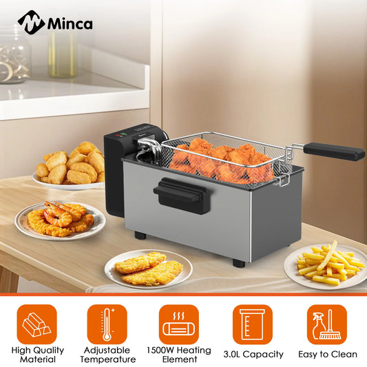 M Minca Electric Deep Fryer With Adjustable Temperature Control