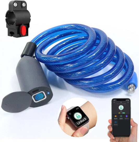 XMSJ Fingerprint Cable Lock Biometric Bluetooth Keyless Bike And Scooter Lock