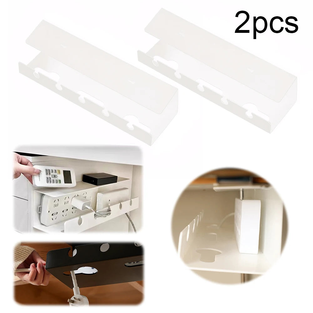 Under Desk Cable Management Tray Kit Self-Adhesive 2 Pack