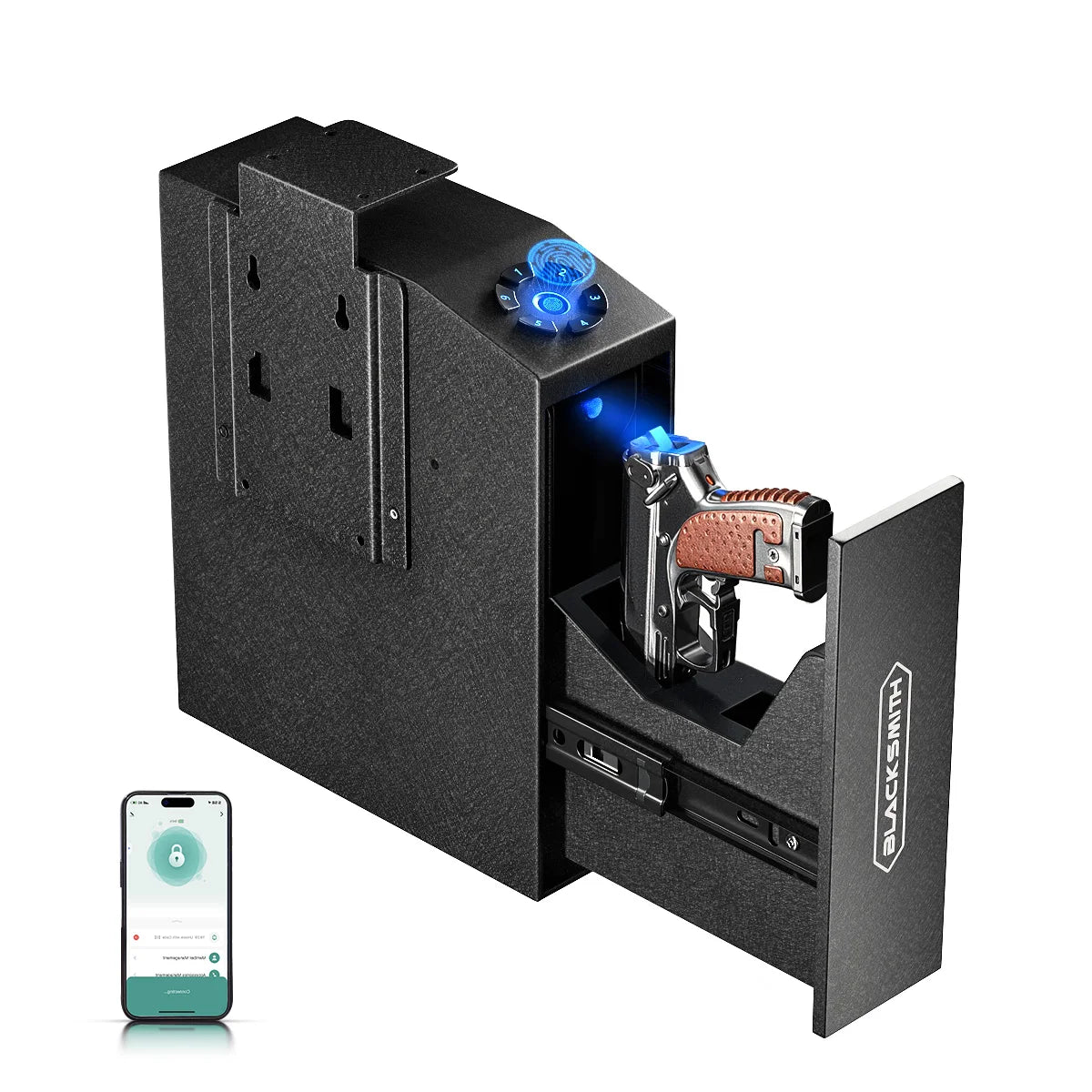 Biometric 3in1 Wall Mounted Pistol Safe With Key Code