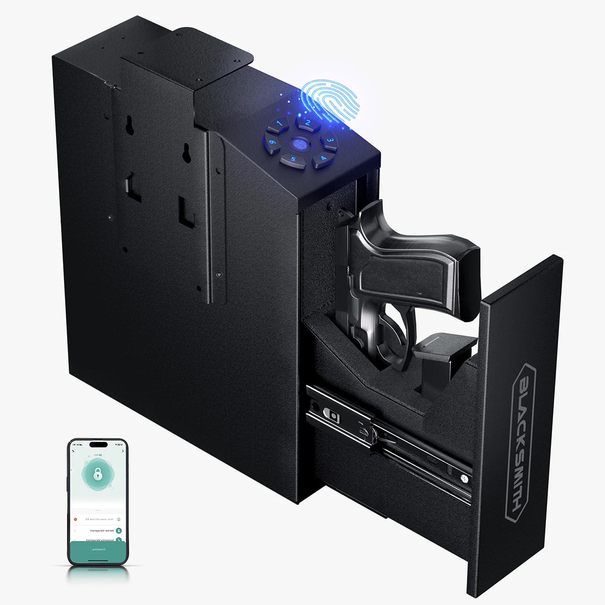 Biometric 3in1 Wall Mounted Pistol Safe With Key Code