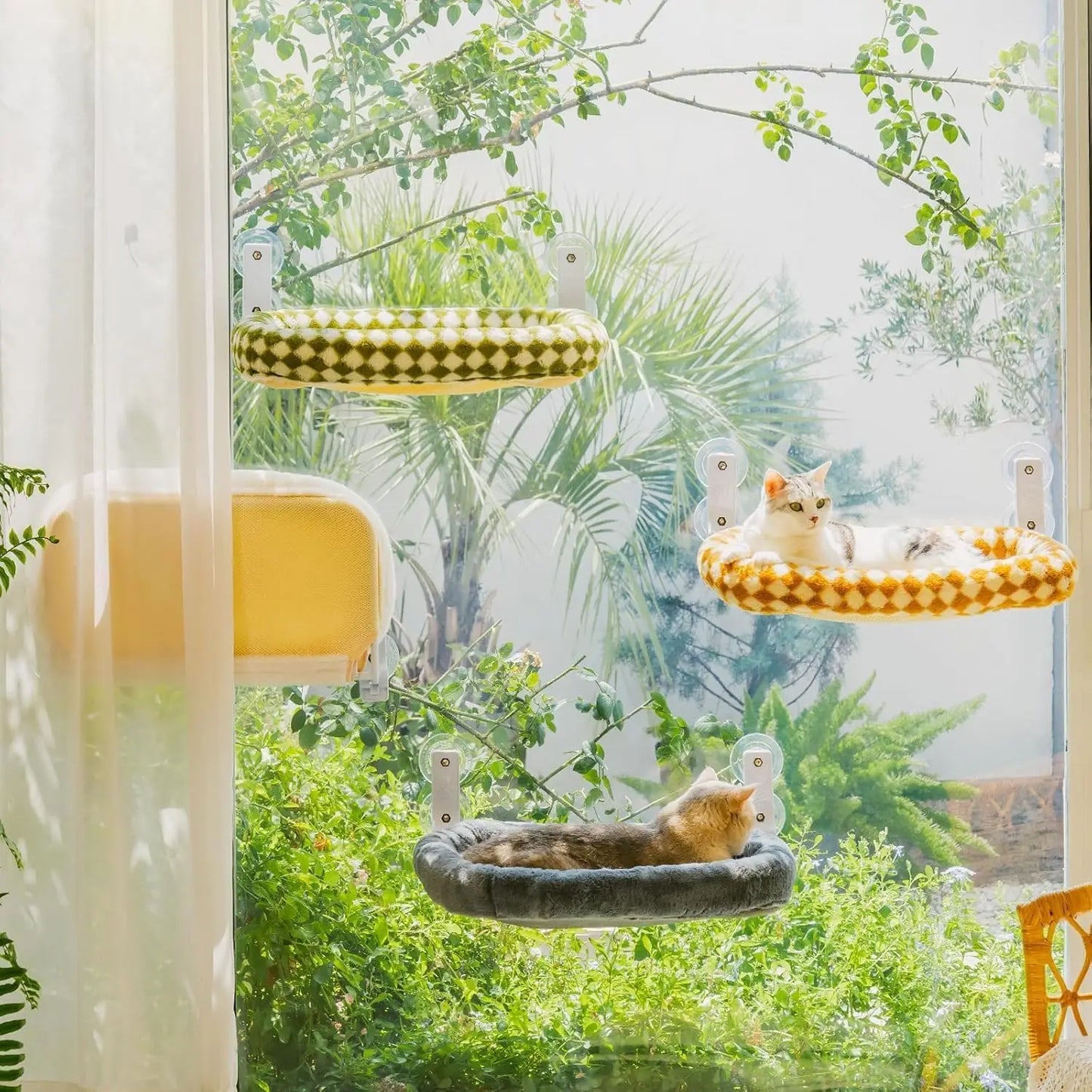 Mewoofun Foldable Cat Window Perch With Suction Cups Removable Cover