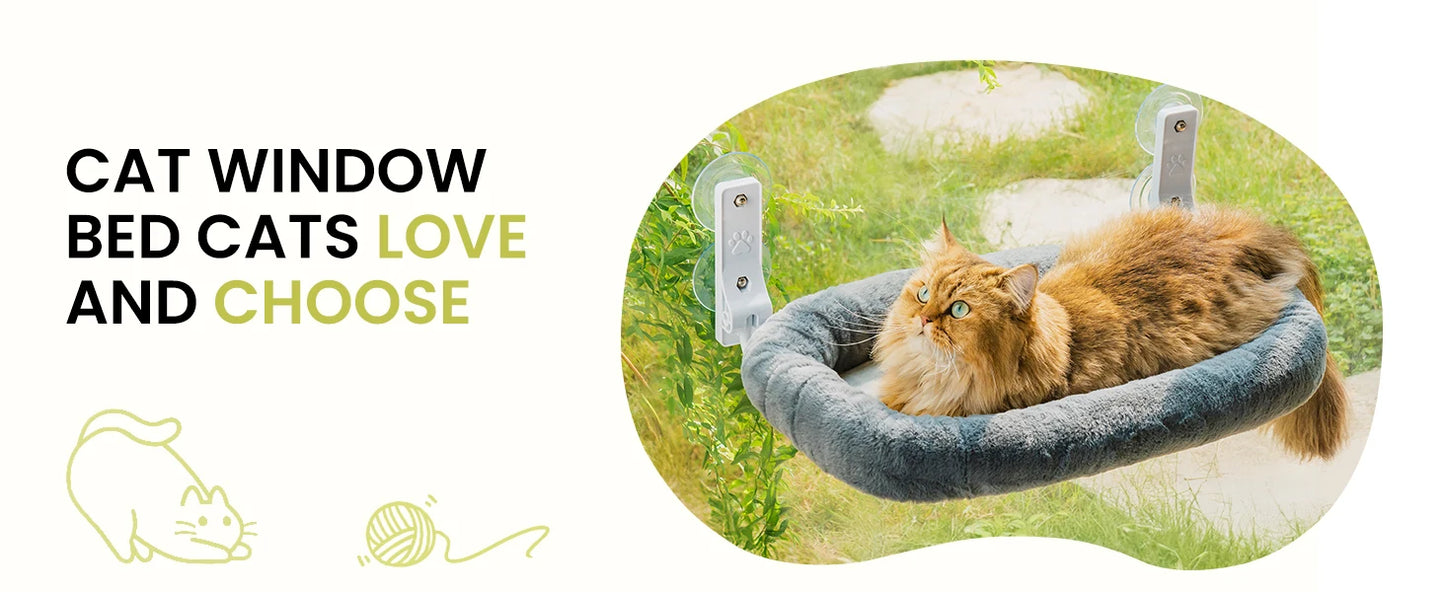 Mewoofun Foldable Cat Window Perch With Suction Cups Removable Cover